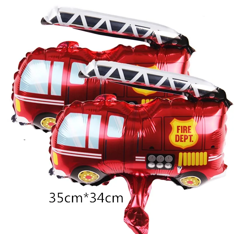 thumbnail image 1 of Globos de aluminio para decoración de fiesta de cumpleaños con forma de camión de bomberos, globos con llamas de fuego y tema de bombero para niños, suministros para fiesta de cumpleaños, 1 of 5