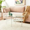 Modern Oval Glass Coffee Table Living Room Accent Ottoman Storage Shelf, 37 Inch, Glass 2