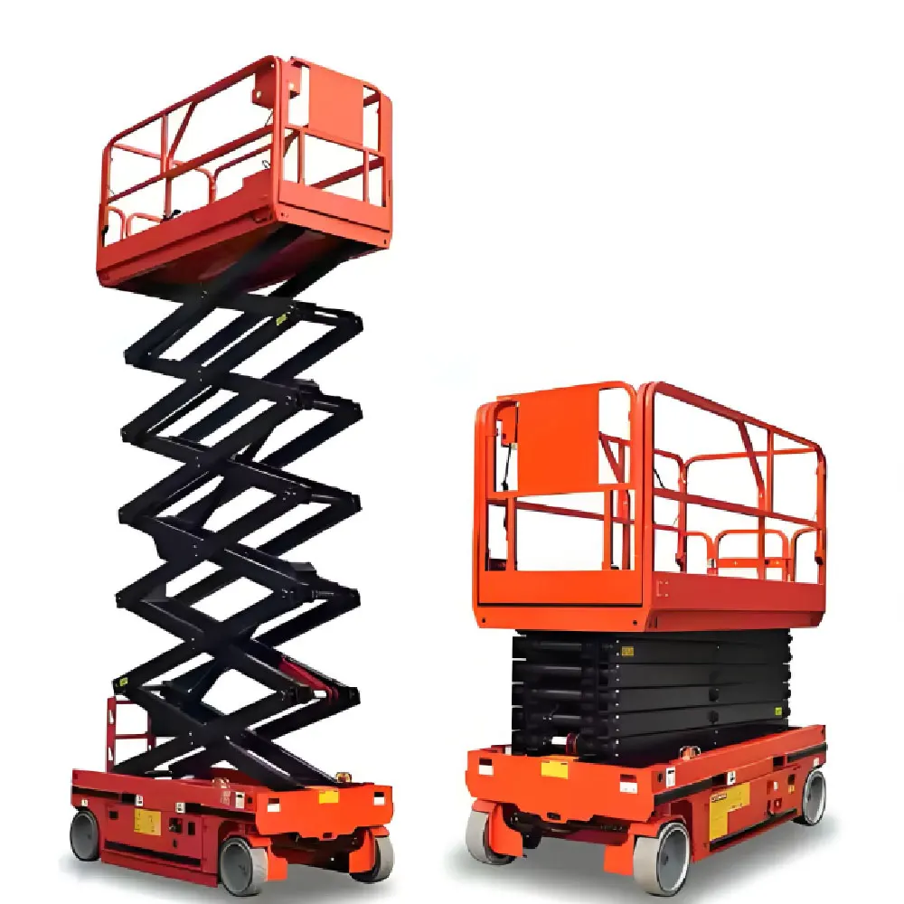 รถกระเช้าแบบกรรไกรยกสูง 12 เมตร ขนาด 18 เมตร รับน้ำหนัก 500 กิโลกรัม ระบบไฮดรอลิกไฟฟ้า แบบเคลื่อนย้ายได้ 1