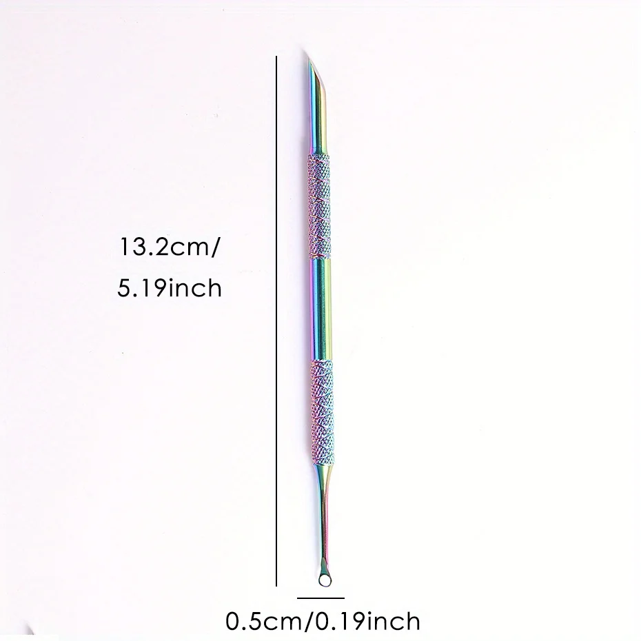 Stainless Steel Double-Headed Nail Pusher Cuticle Remover Exfoliation Prep Tool Clean Dead Skin Circle Bevel Shovel Manicure Pen
