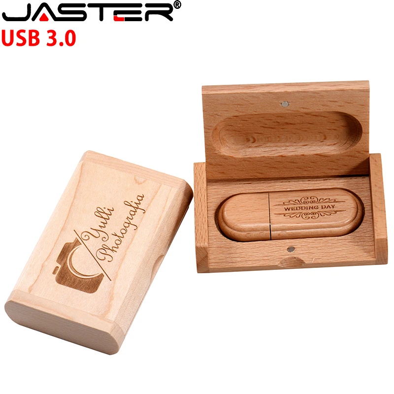 Jaster-madeira Usb 3.0 Flash Drive com Caixa Pen Drive Memory Stick Presente Criativo u Disk 16gb 32gb 64gb 128gb 10 Pcs Lot - Imagem 6