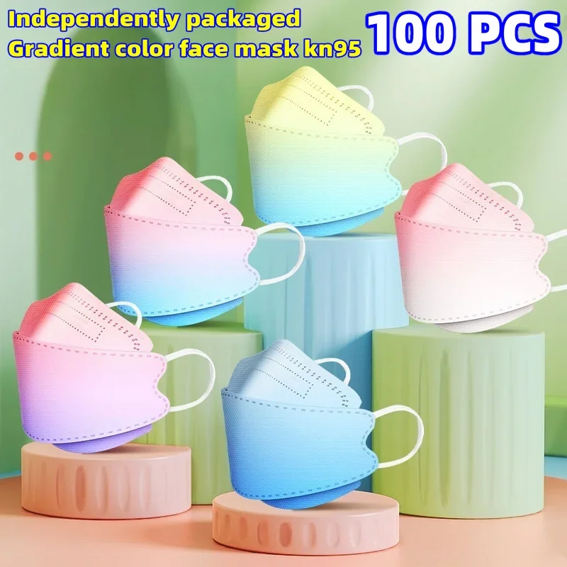 Gradient Face Mask kn95 Willow Leaf Shaped 94 Fish Shaped Independent Packaging Four Layers of Dust Mascarillas kn95