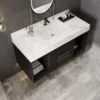 40 Inch Modern Wall Mounted Bathroom Vanity with Ceramic Sink. Quick Assembly Solid Wood Floating Bathroom Vanity Cabinet 3