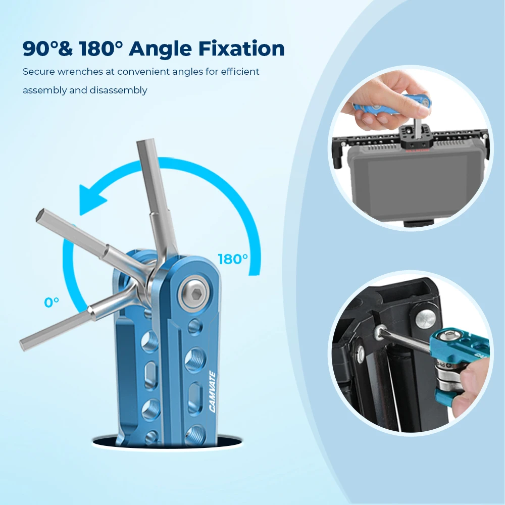HDRig 6 in 1 Hex Spoke Wrench Foldable Multi Function Repair Tool Kit for Camera Cage Set, for Filmmakers and Creators