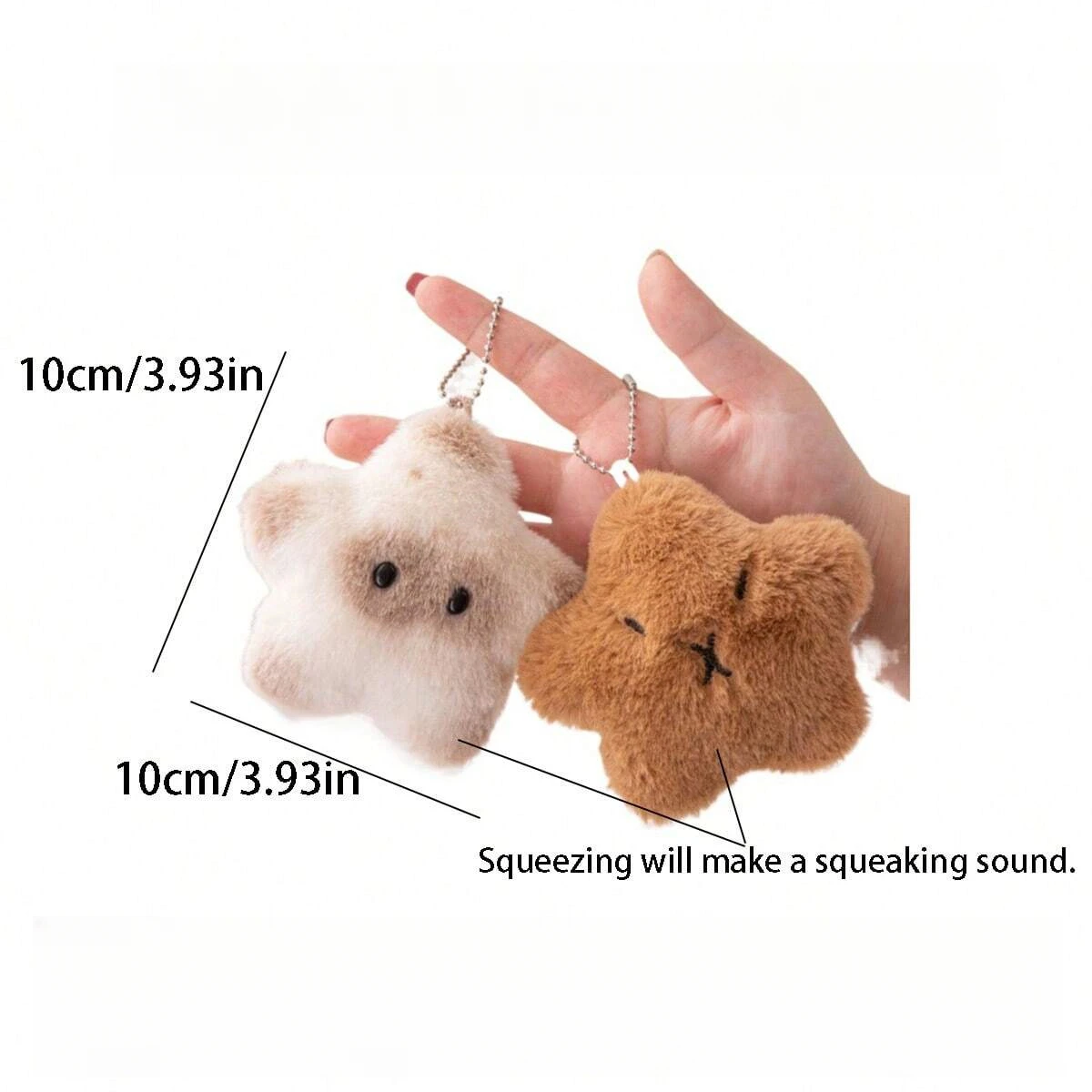 2pcs Set Push and Squeak Star Plushie Cute Fidget Stress Relief Toy, Adorable Keychain Accessory for Girls