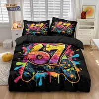Ensemble de 3 housses de couette imprimées style graffiti 67, 67 éléments, manette de jeu, plusieurs tailles, décoration de literie, doux, lavable en machine 1