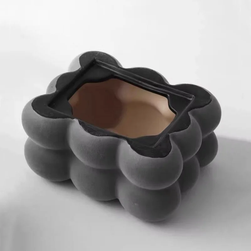 Flocked Tissue Box Geometrically Spherical Bubbles Ball Paper Towel Holder Napkin Holder Tabletop Storage Container Organization 5