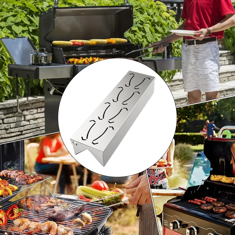BBQ Smoker Box Outdoor Barbecue Smoker Box Stainless Steel Grilling Accessories With Convenient Hinge Lid For Maximum Fume
