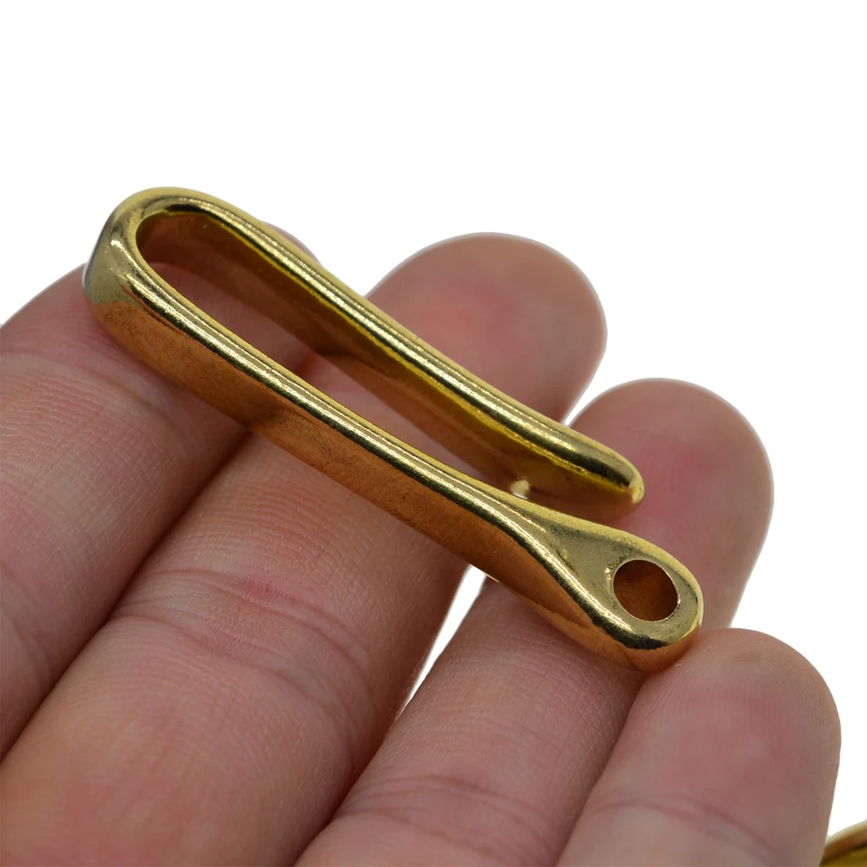 Set Di 3 Portachiavi Joyzol In Ottone Massiccio A Forma Di Gancio Da Pesca. Include 4 Anelli Portachiavi. Ideale EDC Per Cintura, Borsa O Zaino. Tre Misure.