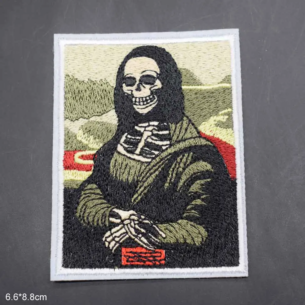 Leonardo da Vinci Mona Lisa Van Gogh Gemälde Die Sternennacht Eisen auf bestickte Kleidung Patches für Frau Mädchen Kleidung