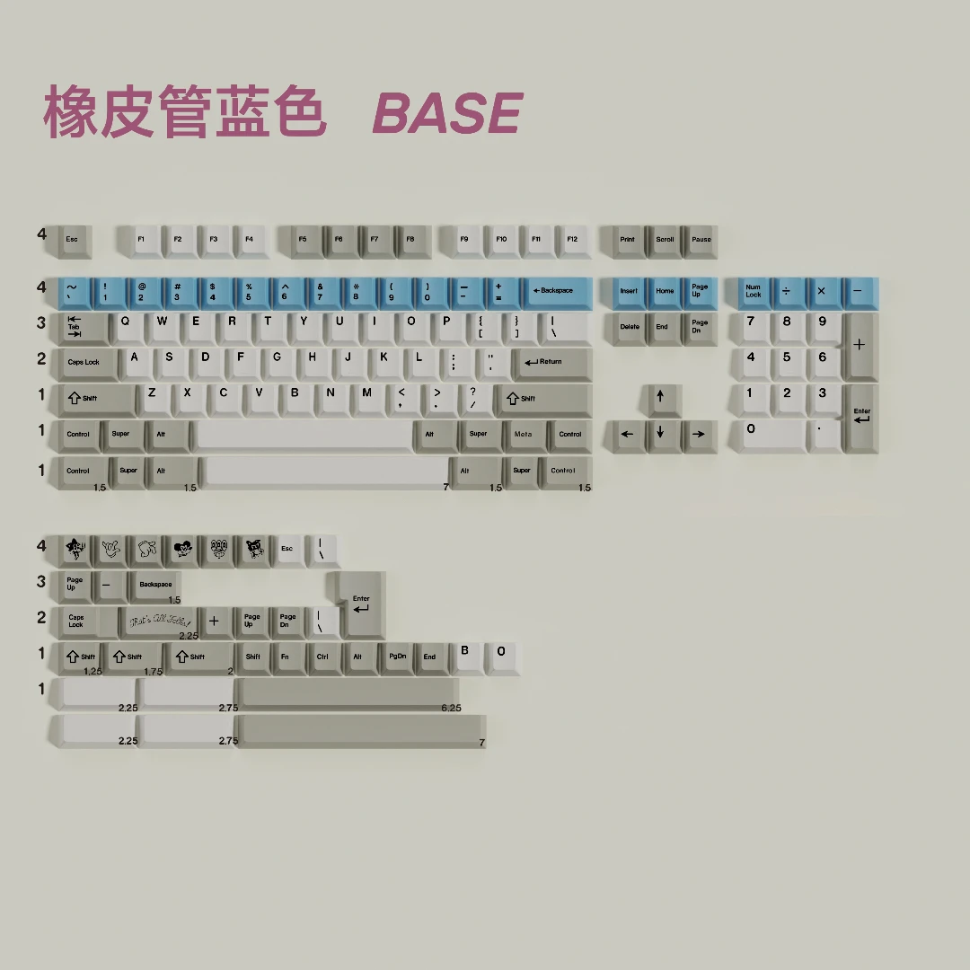 GMK CYL 루브레호스 키캡 PBT 5면 염료승화 키캡 체리 프로파일 키캡 (앨리스 더블 B 스플릿 7U 스페이스바용)