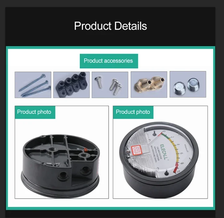 ELECAL Differential Pressure Gauge barometer micromanometer analog Manometer Pointer for air gas meters -30PA-30KPA  EM2000A