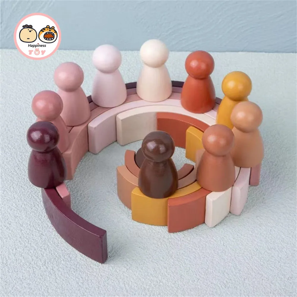 

New Arch Bridge Rainbow Building Blocks Kids Wood Stacker Baby Toy Color Cognitive Children Montessori Educational Wooden Toys