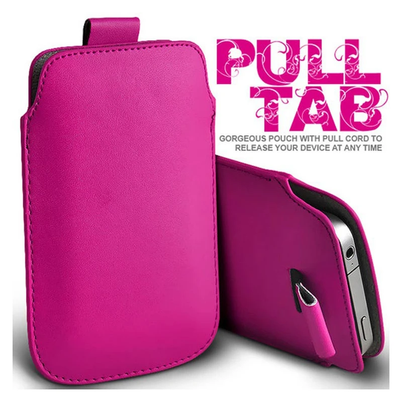 Universal Leather Phone Case with Pull & Push Tab – Sleek and Stylish Pouch Cover