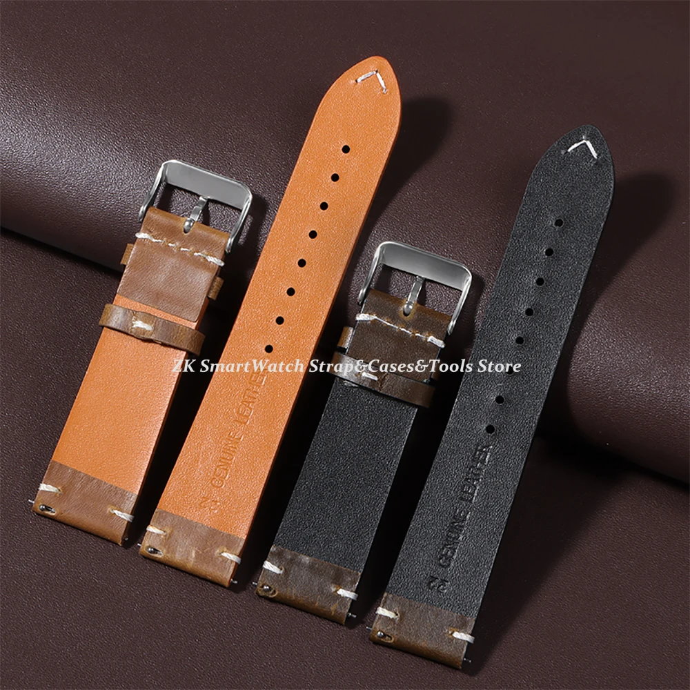Vintage-Style Genuine Leather Quick Release Watch Band Strap