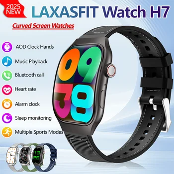 LAXASFIT New Slim Smart Watch Men's 2.01-inch AMOLED Curved Display Bluetooth Talk Sports Fitness Tracking Smartwatch Women's 1