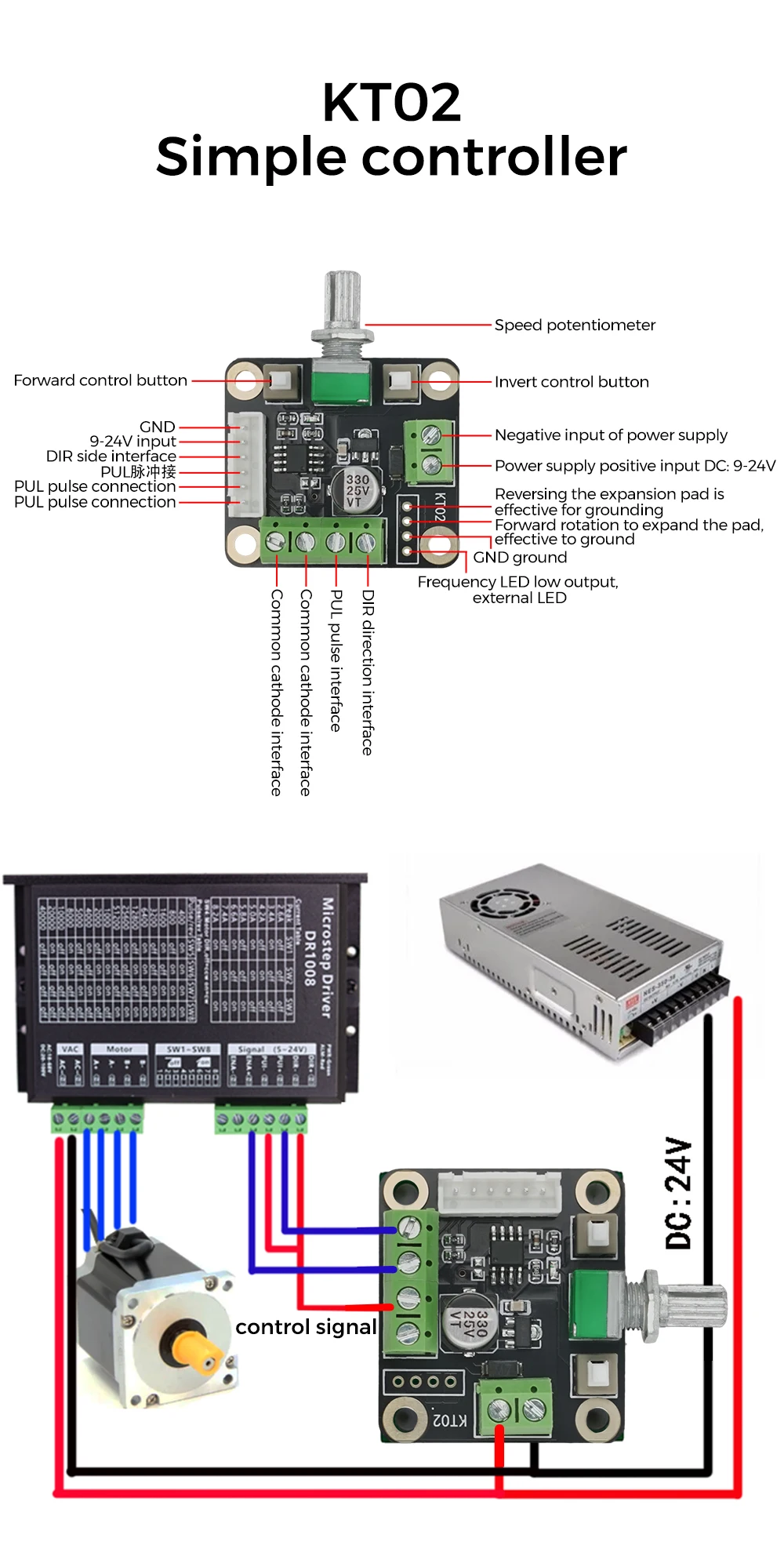 Description Picture 2 of itemFrequency Step Motor Drive Simple Controlle Stepper Motor Speed Controller Control Driver Pulse PWM Singal Generate Board Module