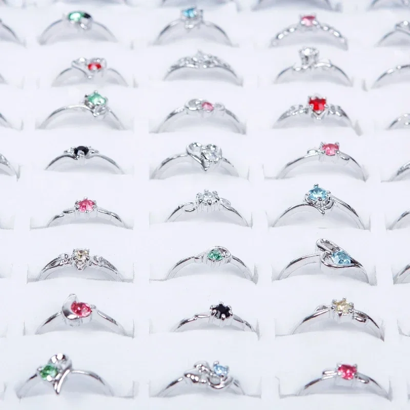 Women Wedding Engagement Jewelry Gifts 30Pcs Lot Fashion Mix Style Zircon Heart Love Rings Accessories - 3