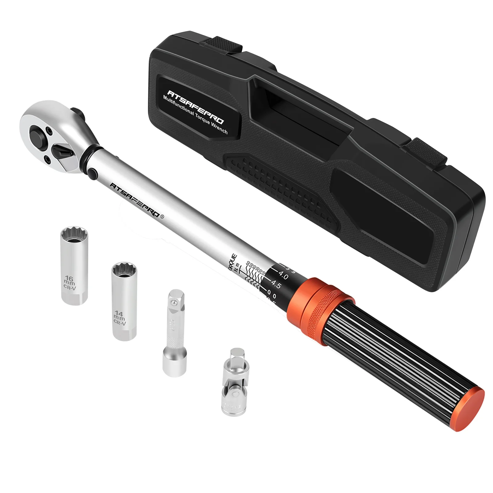 

ATsafepro 3/8" Torque Wrench 10-60 Nm Spark Plug Click Torque Wrench Set with Two-Way Adjustable 72-Tooth for Auto and Moto Tool