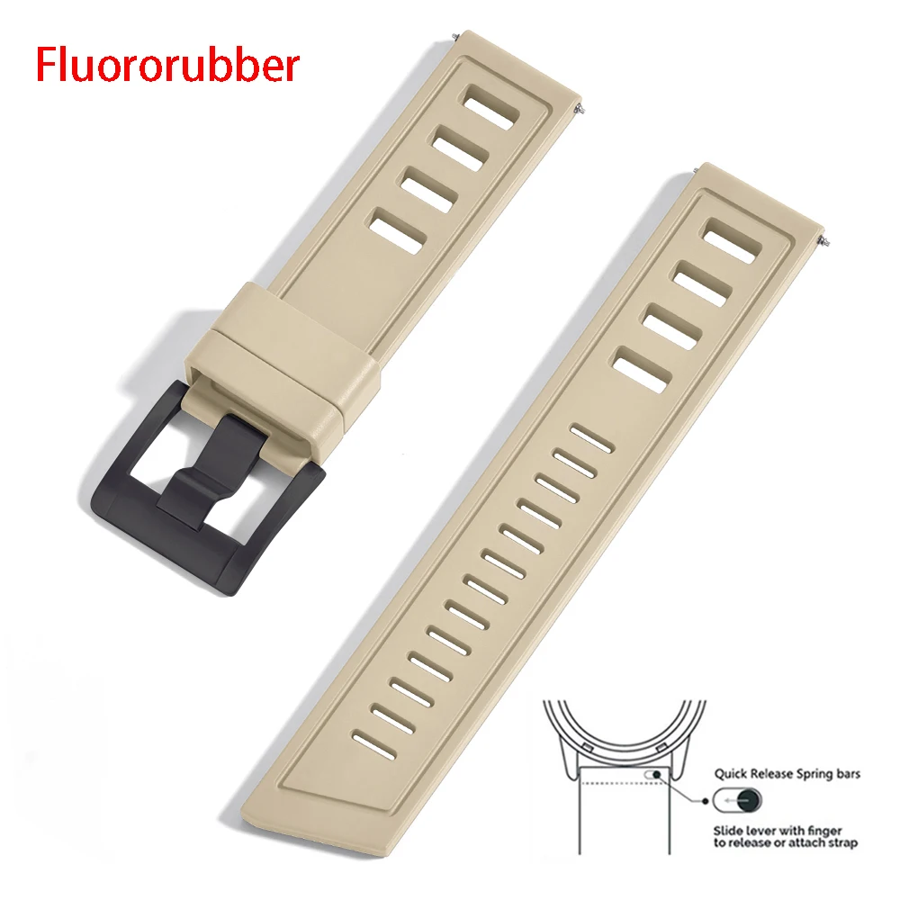 Enhanced Fluororubber Quick Release Waterproof Watch Strap