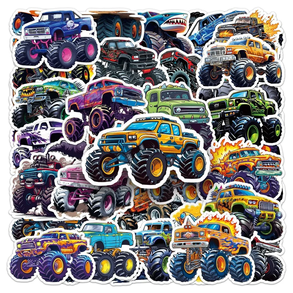 50 Stück Monster Truck Aufkleber – Coole Cartoon Bigfoot Truck & Car Graffiti Aufkleber für Handbuch, Motorrad AnimeWorlds Store – Detail 9