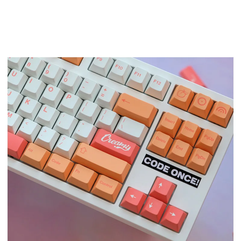 Chaves Gmk Pêssegos n Creme Keycaps Cereja Perfil Pbt Tintura Sublimação Teclado Mecânico para mx Switch 148 - Imagem 5