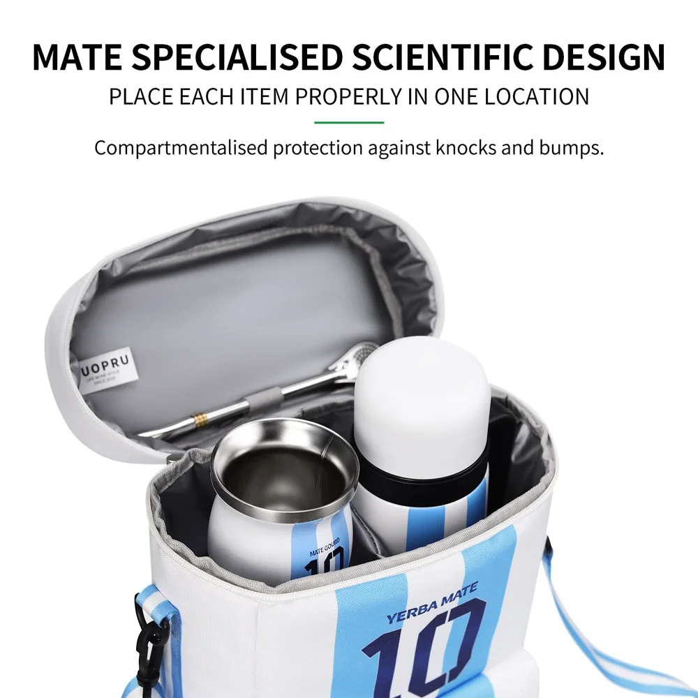 Complete Yerba Mate Kit-Includes Mate Cup, Straw (Bombilla), 1000ml Thermos, Bag, Container Yerbero-Argentina Captain NO.10