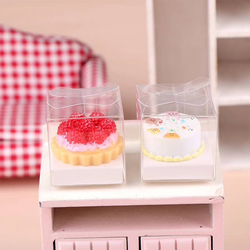 1/12 Scale Dollhouse Cake with Box DIY Dessert Miniature Food for Doll Accessories Toy Cute Home Decor Kids Pretend Play Toys 5