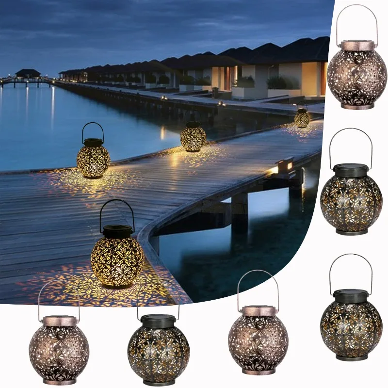 Solar Powered Metal Garden Lights Outdoor Waterproof Lantern