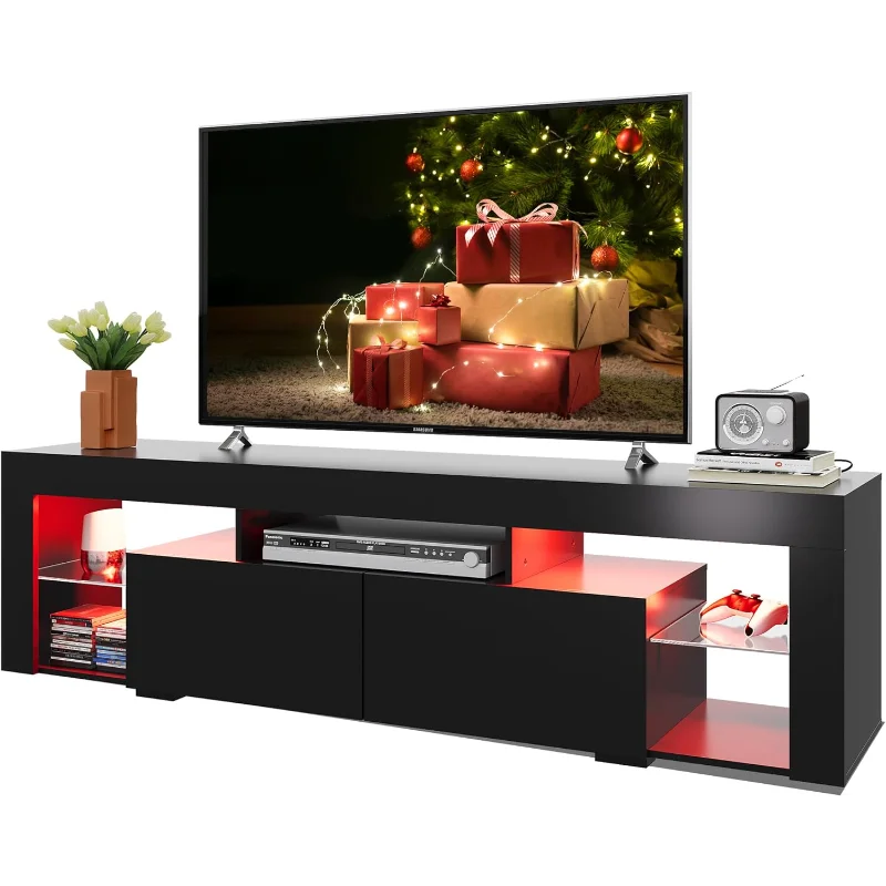 

WLIVE 63 in TV Stand for 55/60/65/70 Inch s, Modern Entertainment Center with Open Shelves, Wood Console 2 Storage Dra