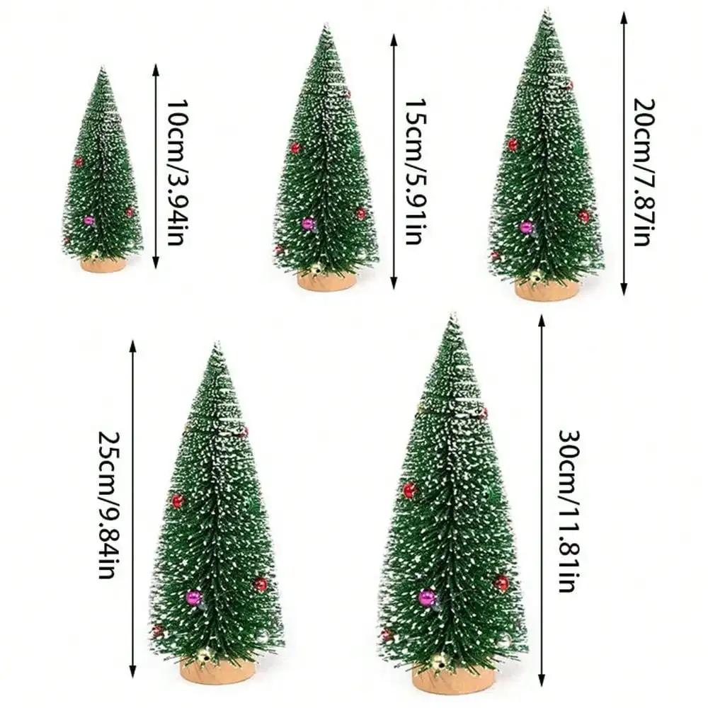 Mini Christmas Tree Cedar Tree Snowflake Pine Needle Doll House Festival Tabletop Miniature Snow Decor 1Pc christmas tree ornaments,mini christmas tree