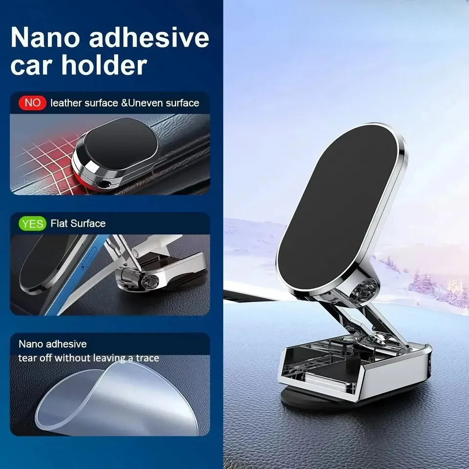 360° Rotation Magnetic Car Phone Holder Dashboard GPS Foldable Cell Phone Stand Mount For All Smartphones Universal Auto Bracket