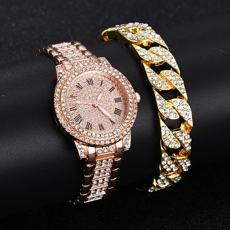 Diamond Women Watches Gold Watch Ladies Wrist Watches Luxury Brand Rhinestone Women's Bracelet