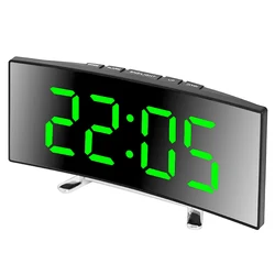 Sleek Noiseless LED Mirror Display Alarm Clock (Green light 1)