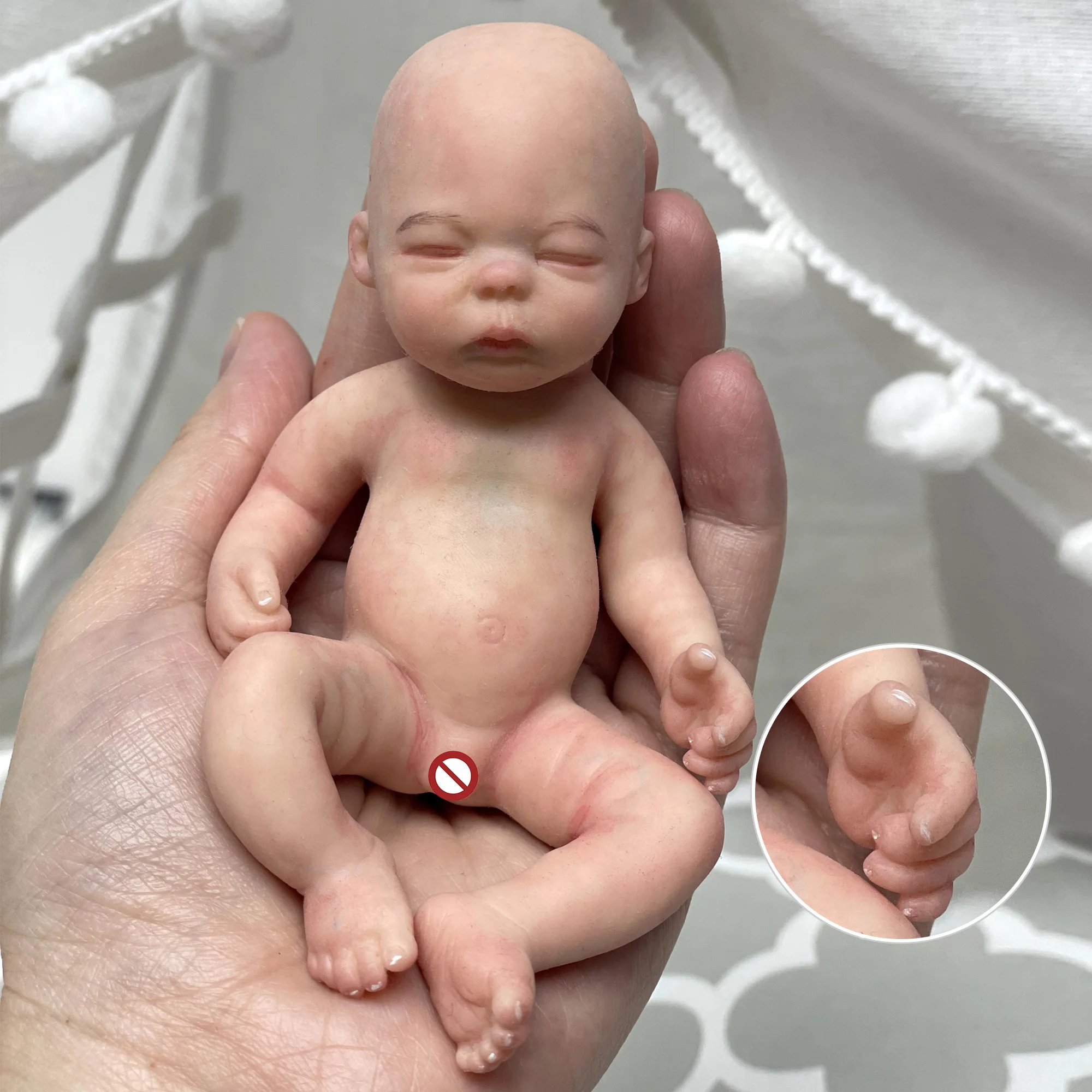 

Saskia 6 Inch Mini Painted Bebe Full body Silicone Lifelike Reborn Doll Handmade Lovely 3D Painted blue veins visible
