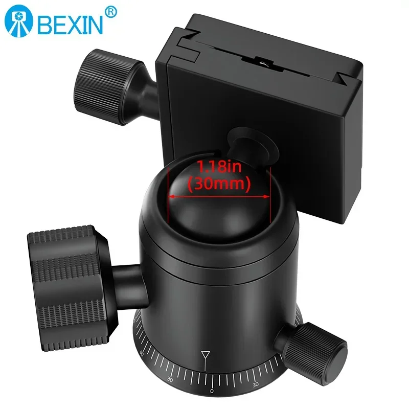 BEXIN S-30 CNC Panorama Tripod Ball Head Aluminum Alloy Material Max. Load 5KG 360 Degree Rotation with 1/4 3/8 Inch Screw Hole