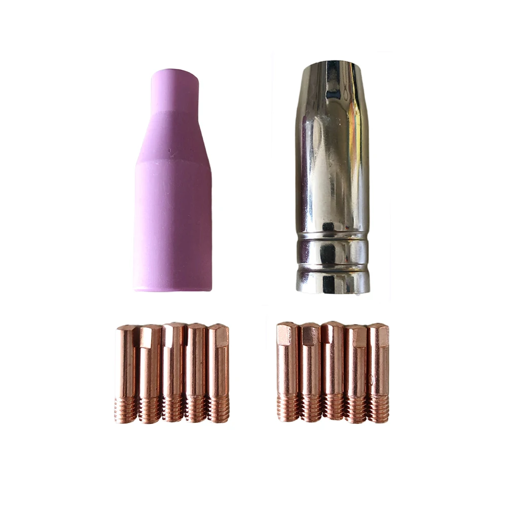 

12Pcs MB 15AK Welding Torch Consumables MIG 0.8/1.0/1.2mm Gas Ceramic Nozzle Tip Holder Contact Tips MAG Accessories