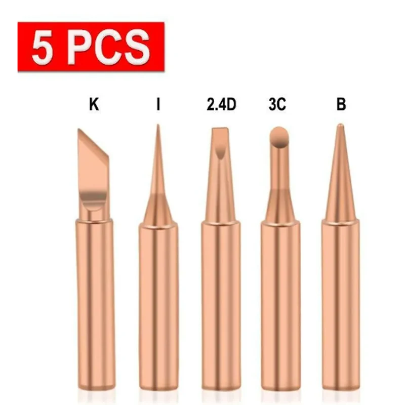 Soldering Iron 5pcs 900M-T Pure Copper Soldering Iron Tips Lead-Free Welding Solder Tip For Welding Equipment Supplies