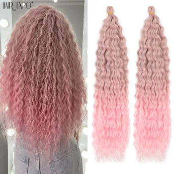 22"Ariel Curl Crochet Hair Synthetic Deep Wave Braid Hair Extension Ombre Ariel Curl Hair Soft Water Wave Twist Hair Blonde Pink 1