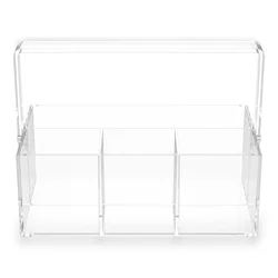 Acrylic 4 - Grid Multipurpose Organizer with Handle for Kitchen, Tableware, and Office Supplies (Clear cutlery holder)
