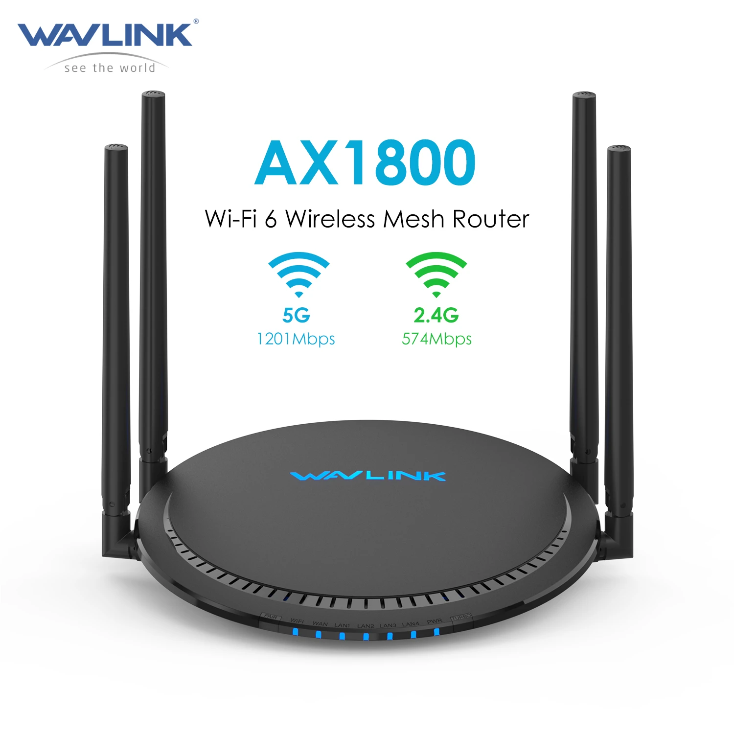 Wavlink AX1800 WiFi 6 Mesh Gigabit Wireless Internet Router-Dual Band 2.4GHz 574Mbps+5GHz1201Mbps Up to1500 Square Feet Coverage wi fi amplifier