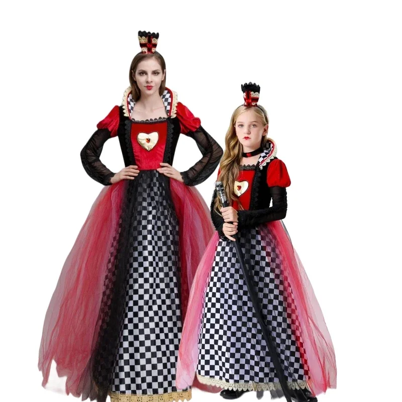 

Красная Королева сердца, платье принцессы, модель в стране чудес, королевский костюм, детский наряд на Хэллоуин, карнавал, сценическое шоу, ролевые игры