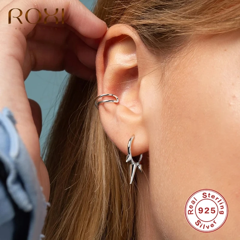 Orecchini a cerchio in argento sterling con zirconi: pietra preziosa classica a cerchio (19 mm) - Italia
