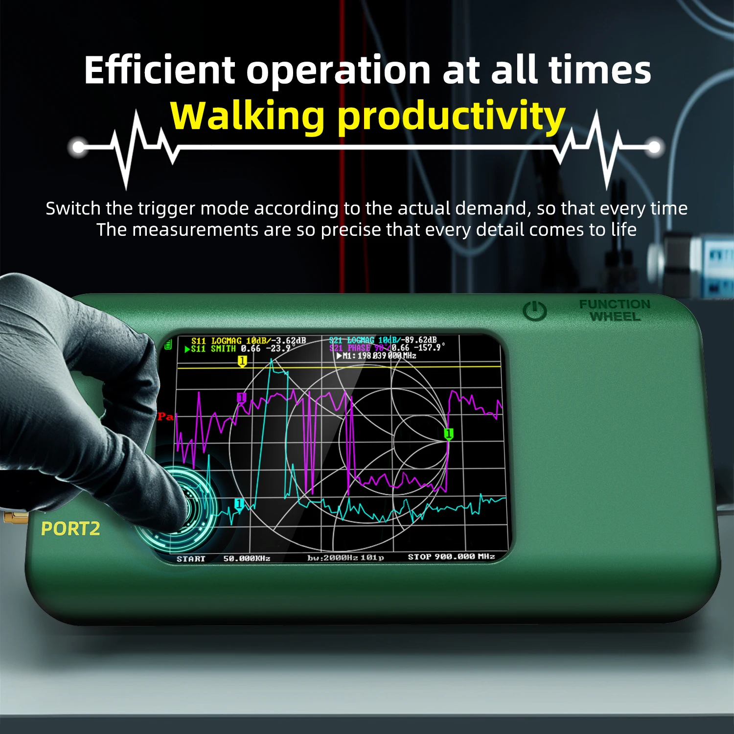 BSIDE P5 Portable Vector Network Analyzer 3.98-inch Touch Screen 10KHz-1.5GHz MF HF VHF UHF SHF Antenna Analyzer