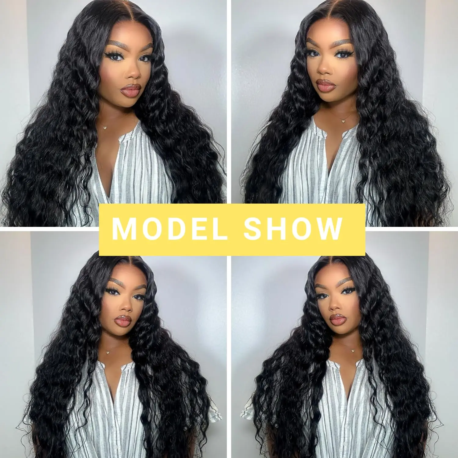 Deep Wave Human Hair Wigs 13x4 HD Lace Front Wig for Black Women Pre-Plucked Hairline 200 Density Soft Glueless Raw Human Hair