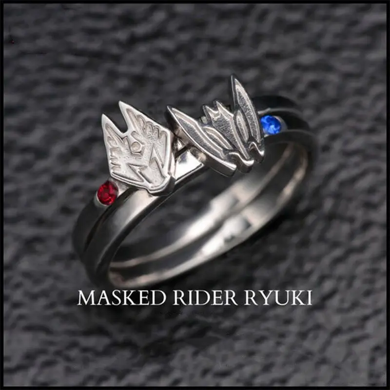 Mascherato Rider Ryuki Ring Donna Kamen Rider Knight Silver Color Rings For Man Anime Accessori Fashion Trend Kawaii Cos Jewelry