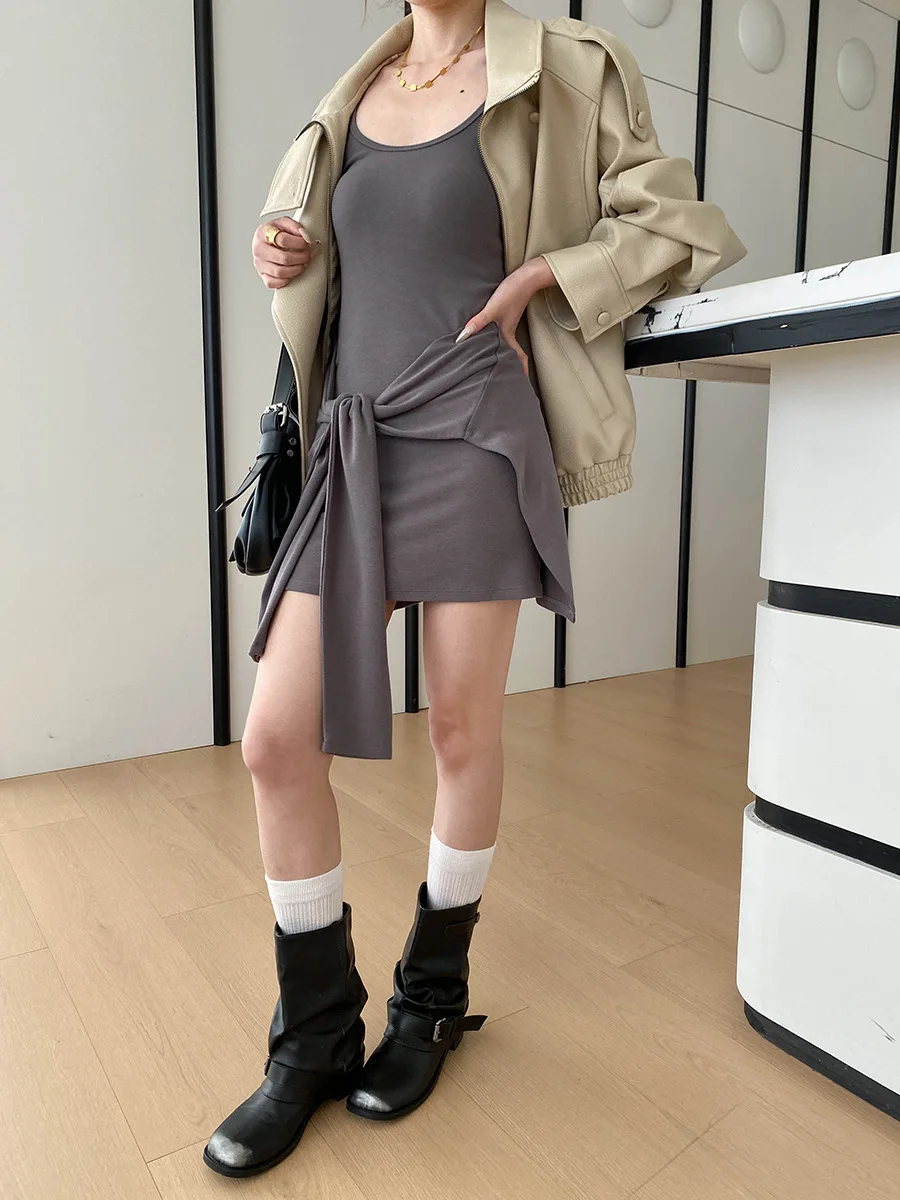Modisches, zweiteiliges Damenkleid mit Taillengürtel und schmaler Passform für Frühling und Sommer – Detail 22