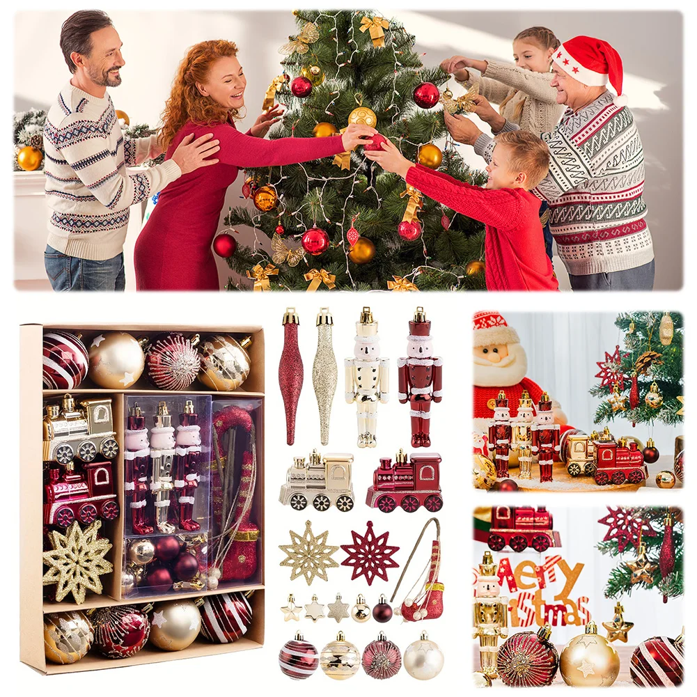 50Pcs Christmas Ball Ornaments Set Decorative Christmas Tree Decorations Christmas Tree Hanging Decors for Wedding Birthdays