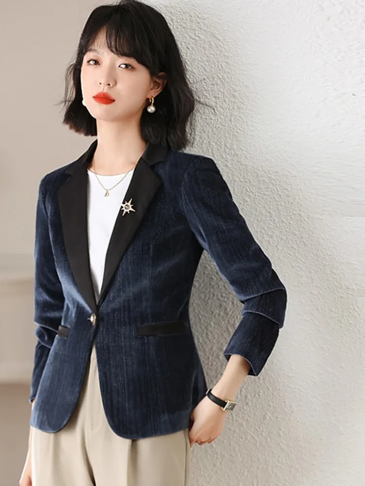 

Women's Casual Blazers Elegant Office Long Sleeve Lapel Lady Single Breasted Soft Solid Color Fashion Streetwear Top