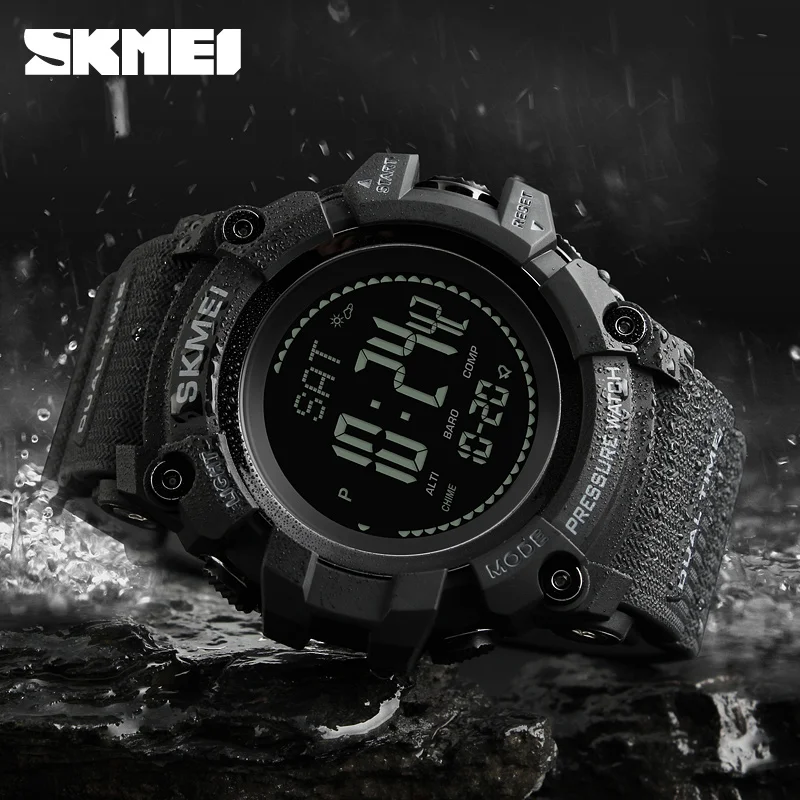 SKMEI 1358 Digital Watch Outdoor Sport Men Wristwatch Pressure Compass Electronic Man Clock Altimeter Weather Tracker Waterproof